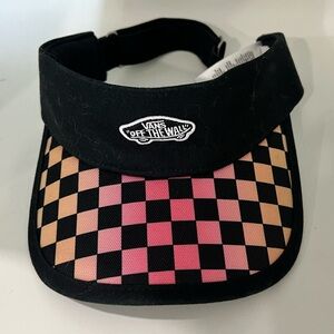 Vans Women's Black and Pink Checkered Visor